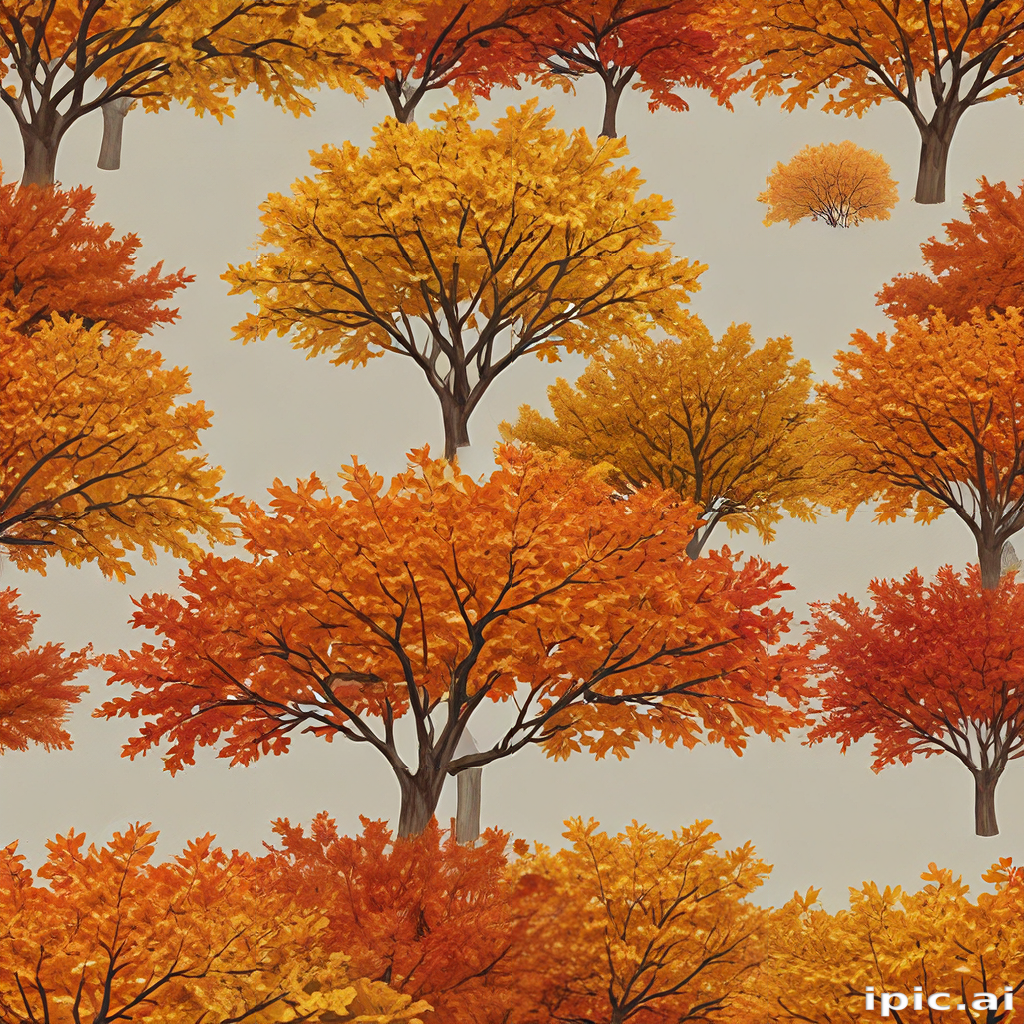Vibrant Autumn Trees with Golden and Orange Leaves Against a Soft ...