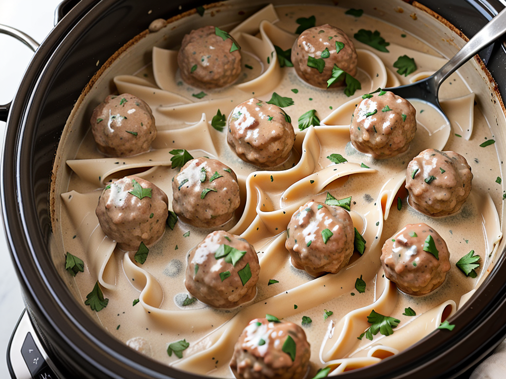 crock pot stroganoff with meatballs