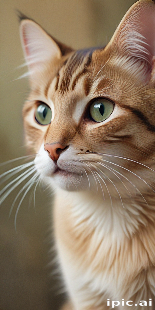 Close-Up Portrait of a Beautiful Ginger Cat with Striking Green Eyes