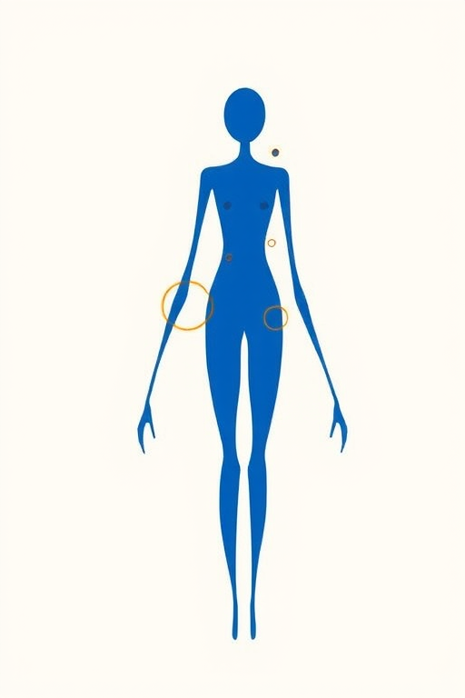 Create a minimalist digital illustration of an abstract blue figure with exaggerated limbs and circular elements, using a wide-angle lens with a shallow depth of field, captured with a high-resolution digital camera set to ISO 100, f/2.8 aperture, and 1/200s shutter speed for enhanced clarity and detail.
