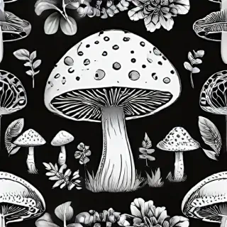 mushroom clip art black and white
