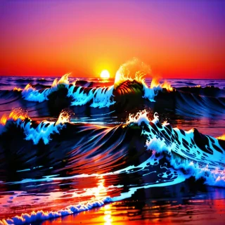 sunset waves wallpaper