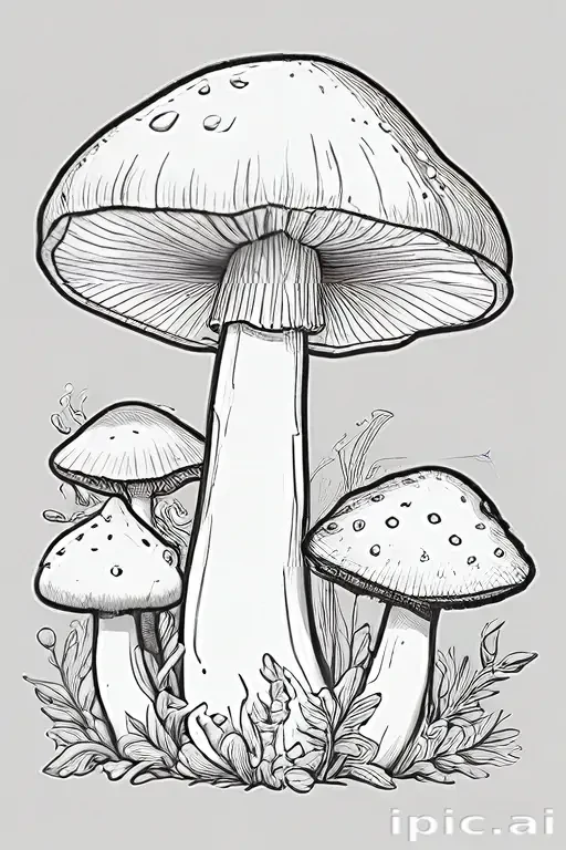 mushroom line art
