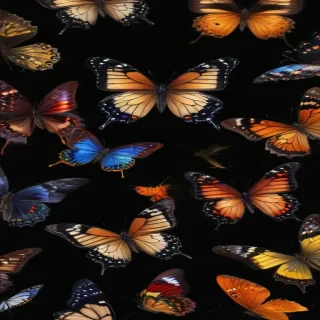 butterflies in black background