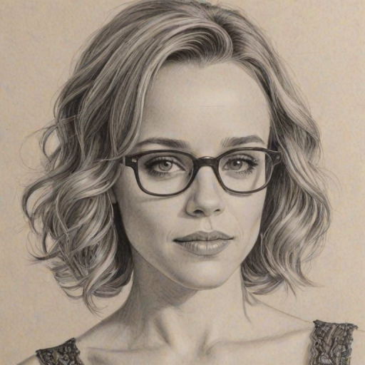 Magnificent Rachel McAdams, pencil sketch, portrait of Lovely woman 1927s in glasses, hair style beatnik, outline, clear lines, fine lines, 8k