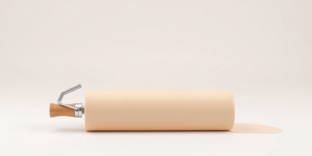 create a vector graphic of a paint roller with a beige paint surface in a clean, minimalistic style, use a Canon EOS 5D Mark IV with a 50mm f/1.8 lens, aperture set at f/4, shutter speed at 1/60 sec, ISO 100, in a well-lit studio environment