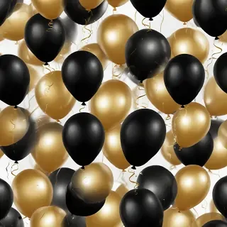 black and gold balloons png