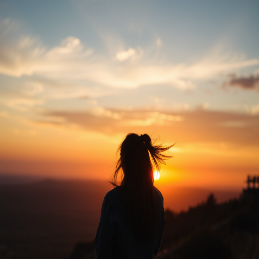 woman watching sunset