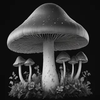 mushroom clipart black and white