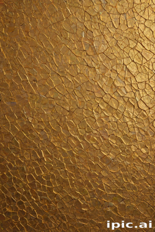 Intricate Textured Gold Surface with Unique Cracked Patterns and Shine