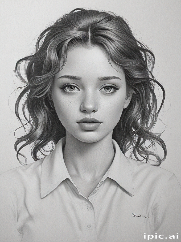 Stunning Black and White Portrait of a Young Woman with Curly Hair