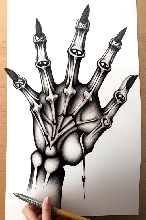 skeleton hand drawing