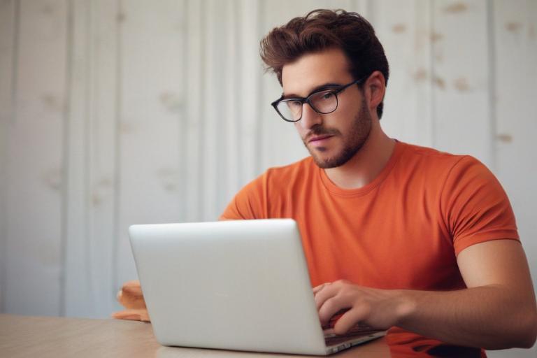 Men. Computer Vled men with laptop