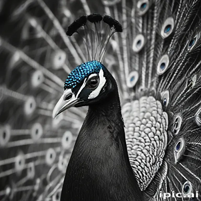 peacock black and white