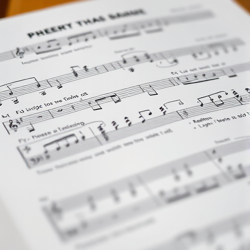 high-resolution image of sheet music with clear notes and text, taken with a DSLR camera, 50mm lens, f/2.8 aperture, ISO 100, natural lighting, shallow depth of field, focus on notes and lyrics in the foreground