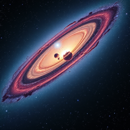 Create a high-resolution image of a galaxy with vibrant colors and intricate details, using a wide-angle lens, f/2.8 aperture, ISO 800, 30-second exposure, shot from a deep space perspective with a digital SLR camera and astrophotography style.
