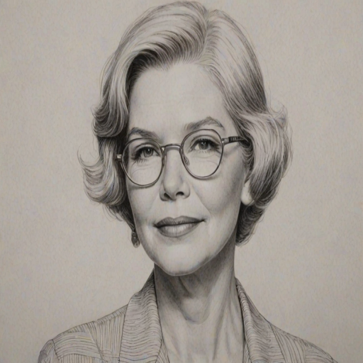Lovely Ellen Burstyn, pencil sketch, portrait of Stunning woman 1924s in glasses, hair style beatnik, outline, clear lines, fine lines, 8k