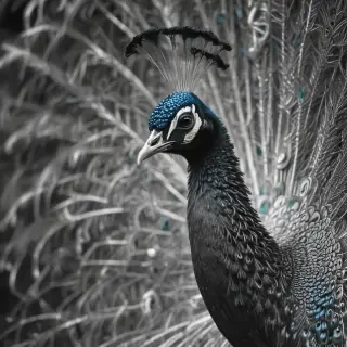 peacock black and white