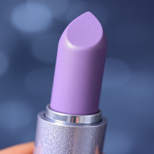 Frosted lavender lipstick called "Moonlit Whisper," combining a cool-toned base with fine silver sparkles for an ethereal look