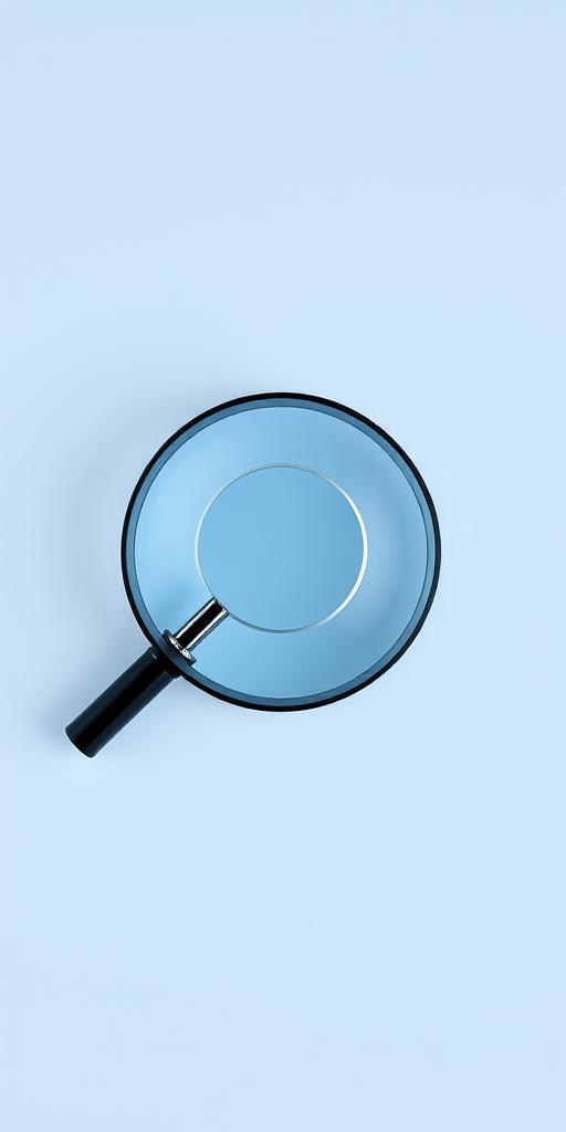 Create a high-resolution image of a magnifying glass icon on a clean background using a Canon EOS R5 camera with a 50mm lens at f/2.8, ISO 100, and a shallow depth of field, centered in the frame.