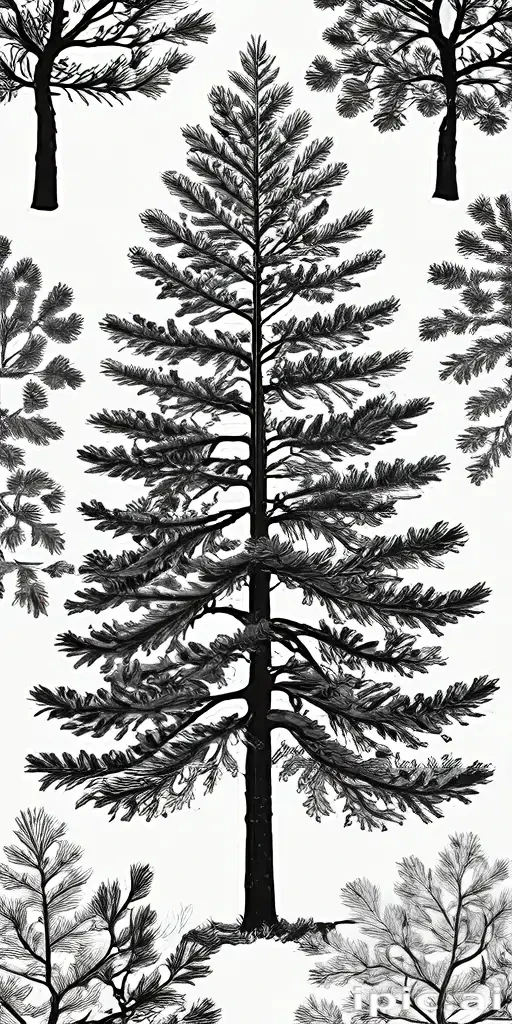 black and white pine tree clipart