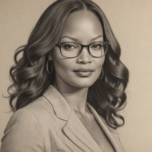 Elegant Garcelle Beauvais, pencil sketch, portrait of Enticing woman 1922s in glasses, hair style beatnik, outline, clear lines, fine lines, 8k