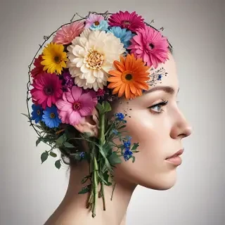 half brain half flowers