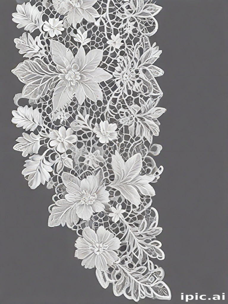 Delicate White Floral Lace Design Featuring Intricate Patterns and ...
