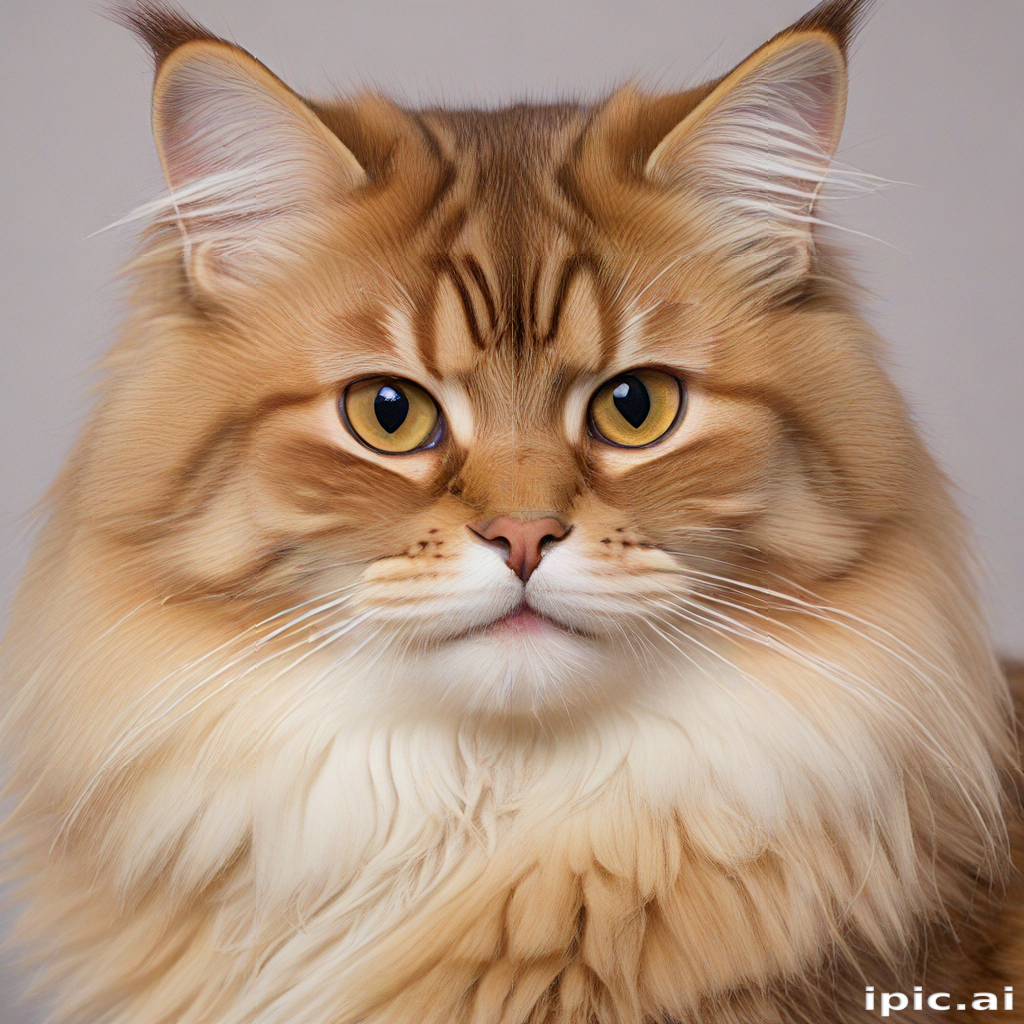A Majestic Maine Coon Cat with Fluffy Fur and Striking Eyes.