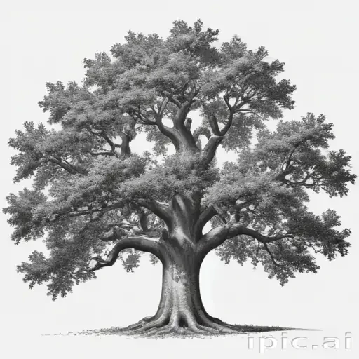 oak tree clipart black and white