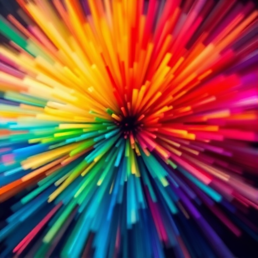 color explosion abstract art, vibrant colors in a radial burst, soft focus, ISO 100, f/8 aperture, 1/200 sec shutter speed, 50mm lens, digital camera, high resolution, vivid saturation