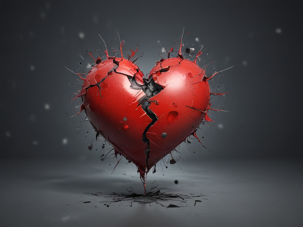 An Artistic Representation of a Shattered Heart Symbolizing Emotional ...