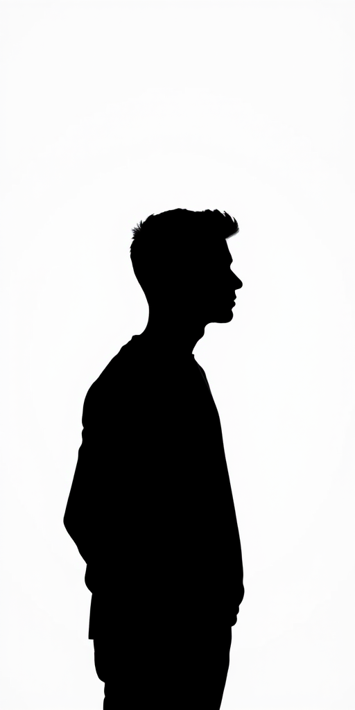 Generate a high-resolution minimalist black silhouette on a white background, using a Canon EOS R5 with a 50mm lens, aperture f/2.8, ISO 100, and a shallow depth of field, shot from eye level with soft natural light.