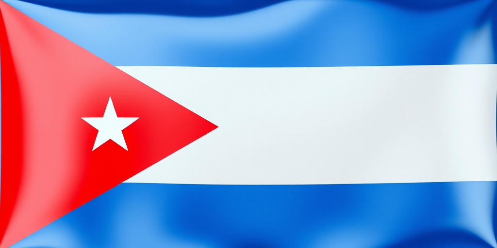 Create a high-resolution image of the Cuban flag icon with a glossy finish, using a DSLR camera at f/8 aperture, ISO 100, 1/200 shutter speed, shot in a close-up view with soft studio lighting for enhanced color vibrancy.