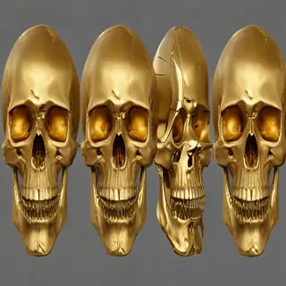 transparent gold skull