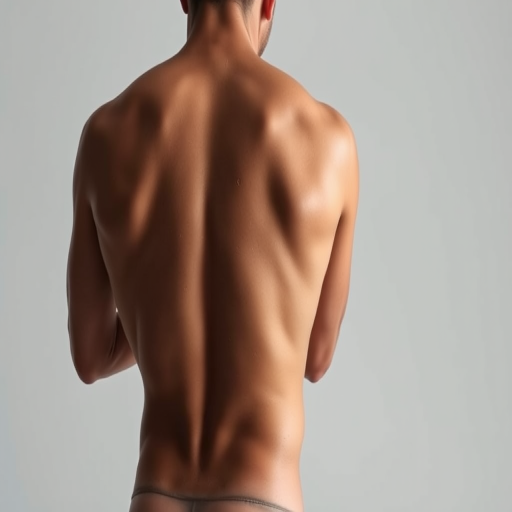 Generate a high-resolution image of a human figure from a back view, using a Canon EOS R5 camera with a 50mm f/1.2 lens, aperture set at f/8, ISO 100, shutter speed 1/125s, in a well-lit studio environment with soft diffused lighting for enhanced clarity and detail.
