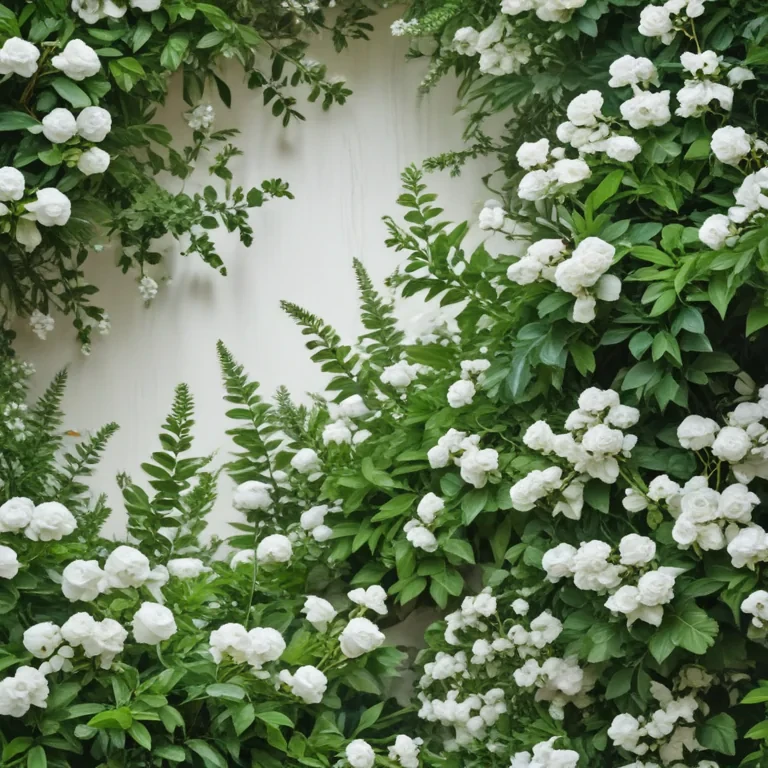 white and greenery background