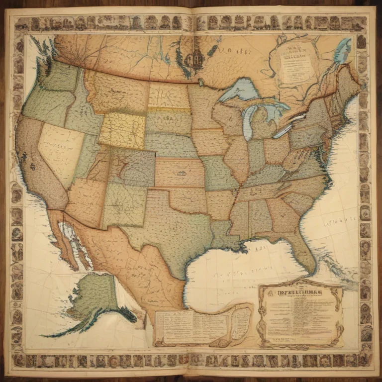 Historical Map Of The United States Highlighting States And Territories Historical Map Of The United States Highlighting States And Territories