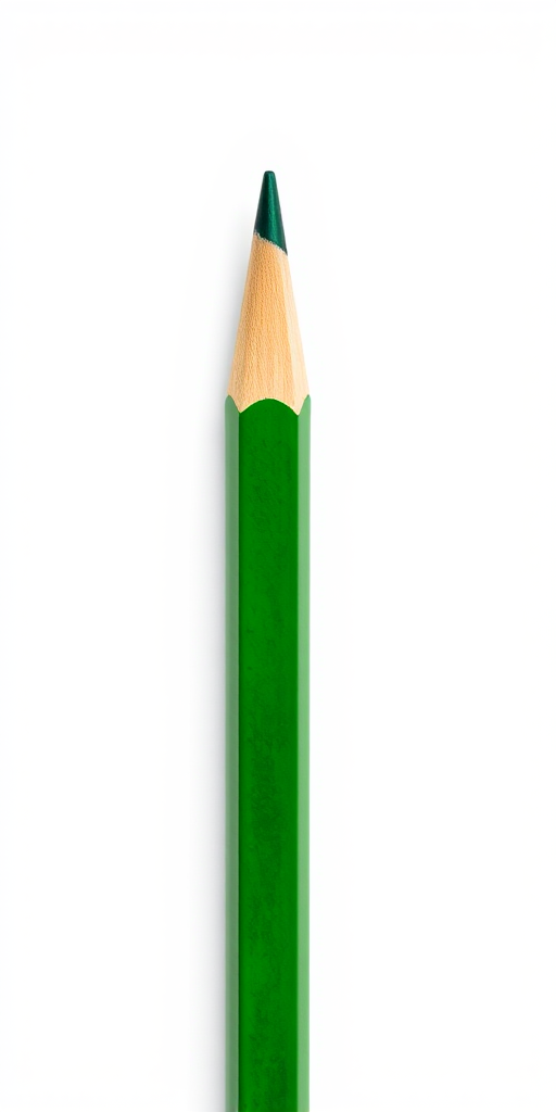high-resolution image of a green pencil with a red eraser on a plain background, using a DSLR camera with a 50mm lens, aperture f/2.8, ISO 100, natural lighting, shot from a slight angle for depth and detail