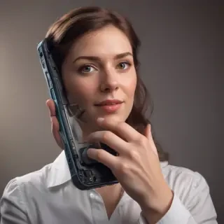 holding phone