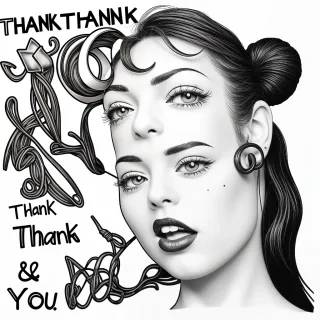 thank you clip art black and white
