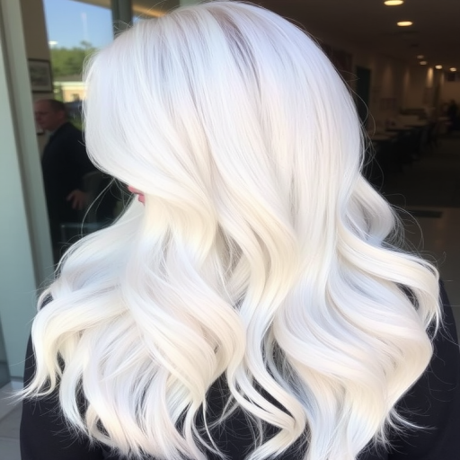 Ethereal white and silver ombré known as "Winter's Whisper" transitions seamlessly from pure white roots to icy silver tips, styled in long, flowing waves with a pearlescent sheen