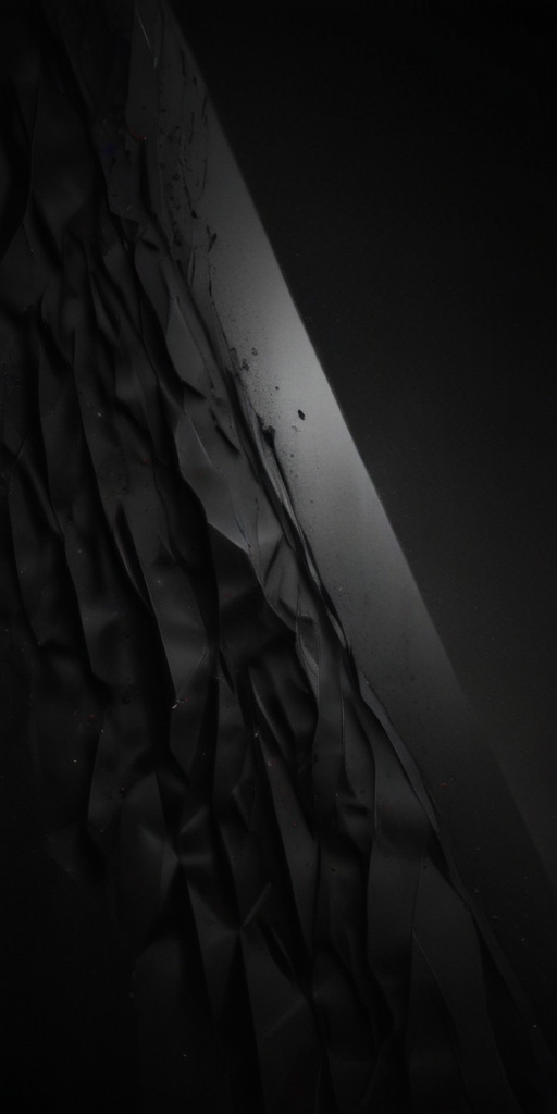 Abstract Composition of Textured Black Surface with Subtle Light Reflection