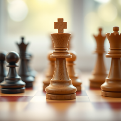 regenerate a close-up image of a chessboard with a focus on wooden chess pieces, shallow depth of field, aperture f/2.8, ISO 100, 50mm lens, soft natural lighting, captured with a DSLR camera