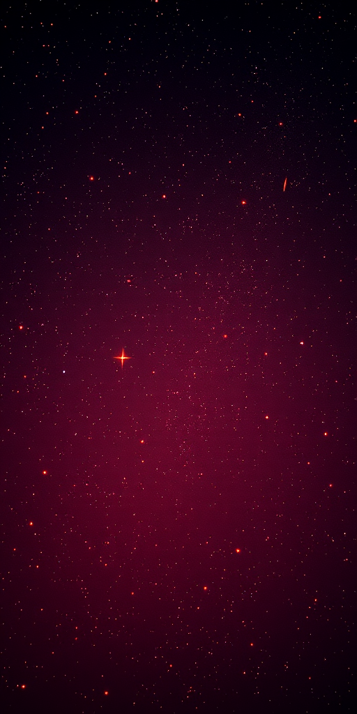 Generate a vibrant image of a starry night sky with various sizes of glowing orange stars on a rich red background, shot with a DSLR camera at f/2.8, ISO 200, 50mm lens, with a shallow depth of field for enhanced detail and quality.