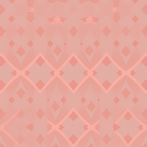 Generate a seamless pattern with a geometric design featuring repetitive diamond shapes in soft pink and coral tones, captured using a Canon EOS R5 with a 50mm lens at f/8, ISO 100, and a shallow depth of field to enhance details.