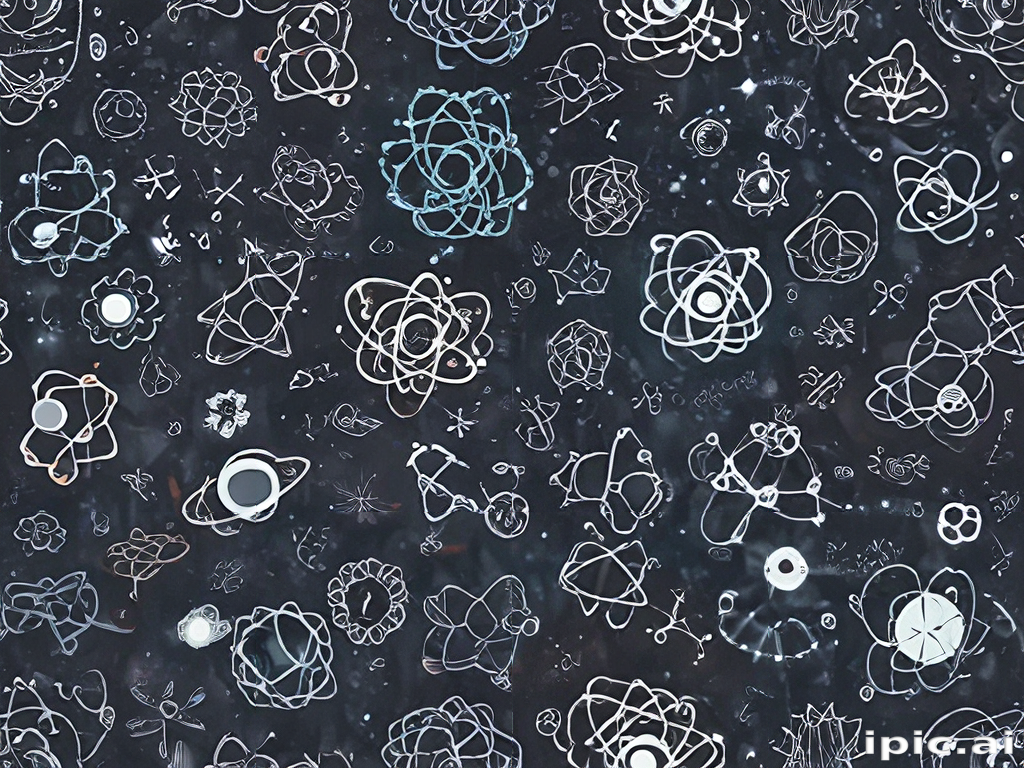 An Intricate Pattern of Atomic Symbols on a Dark Background