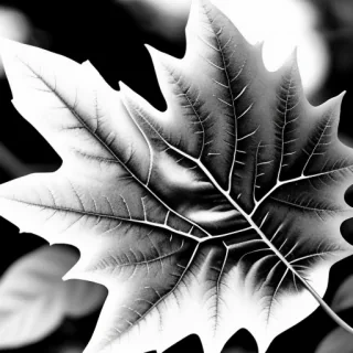 leaf black and white