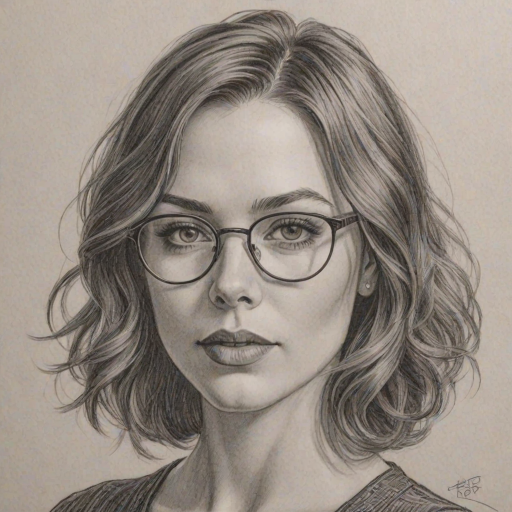Ravishing Kaitlyn Black, pencil sketch, portrait of Fetching woman 1924s in glasses, hair style beatnik, outline, clear lines, fine lines, 8k