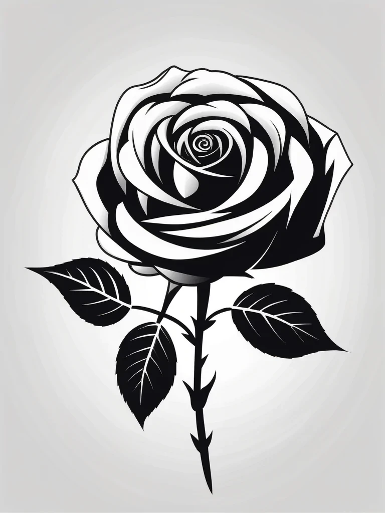 black and white rose clip art
